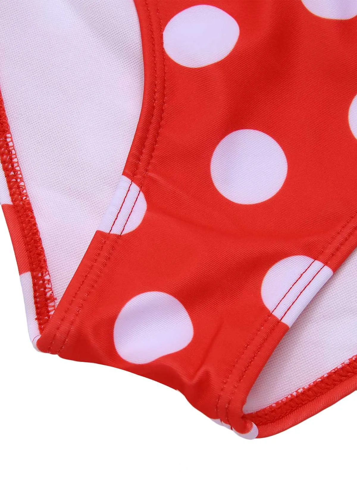 1930s Halter Lace-Up Polka Dots One-Piece Swimsuit