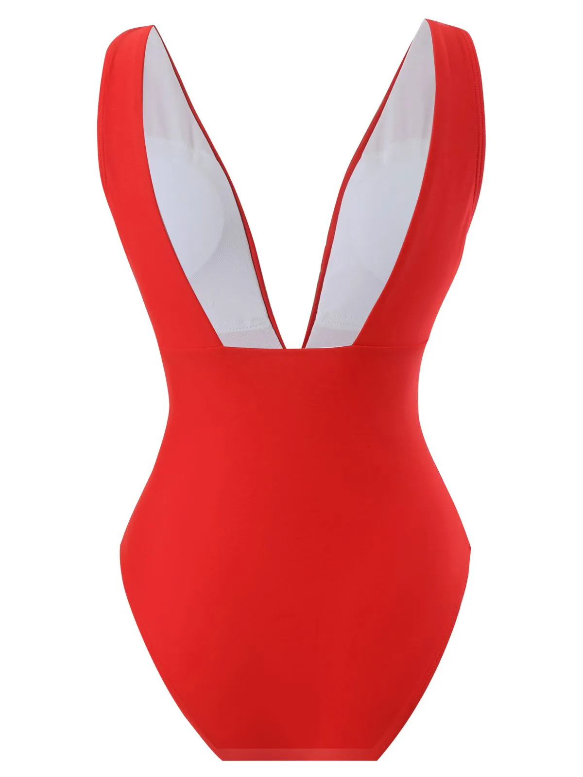 2PCS Red 1960s Solid 3D Flowers Swimsuit & Cover-Up