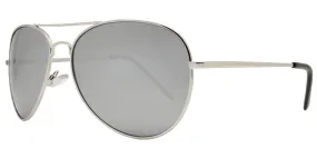 9090 Chrome - Chrome Metal Oval Shaped Sunglasses with Mirror Lens