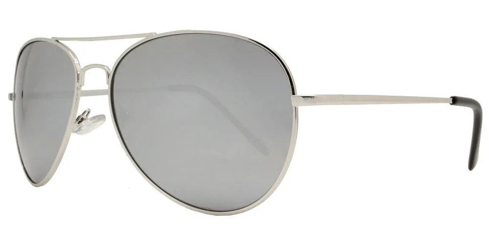 9090 Chrome - Chrome Metal Oval Shaped Sunglasses with Mirror Lens