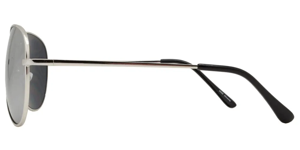 9090 Chrome - Chrome Metal Oval Shaped Sunglasses with Mirror Lens
