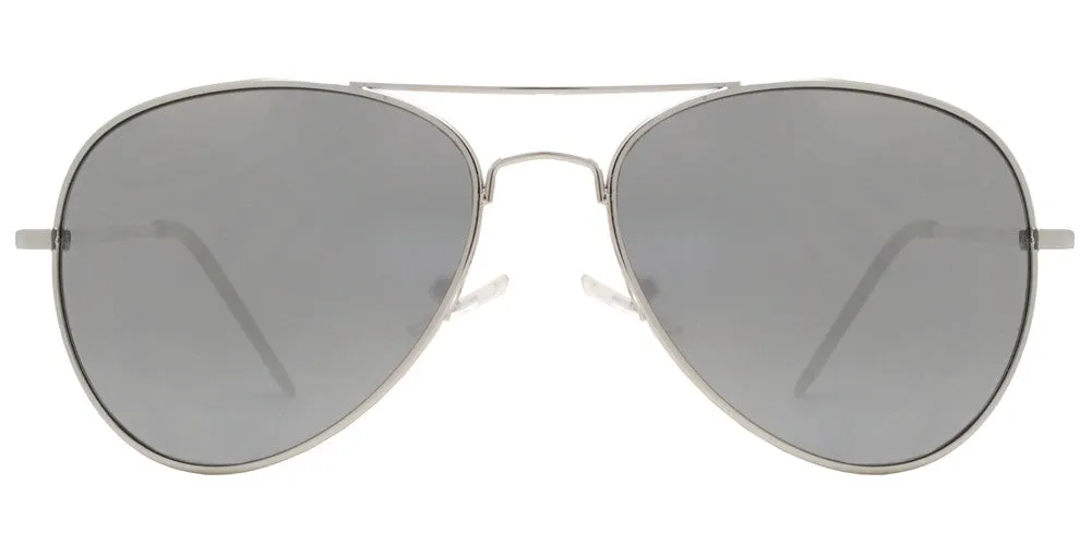9090 Chrome - Chrome Metal Oval Shaped Sunglasses with Mirror Lens