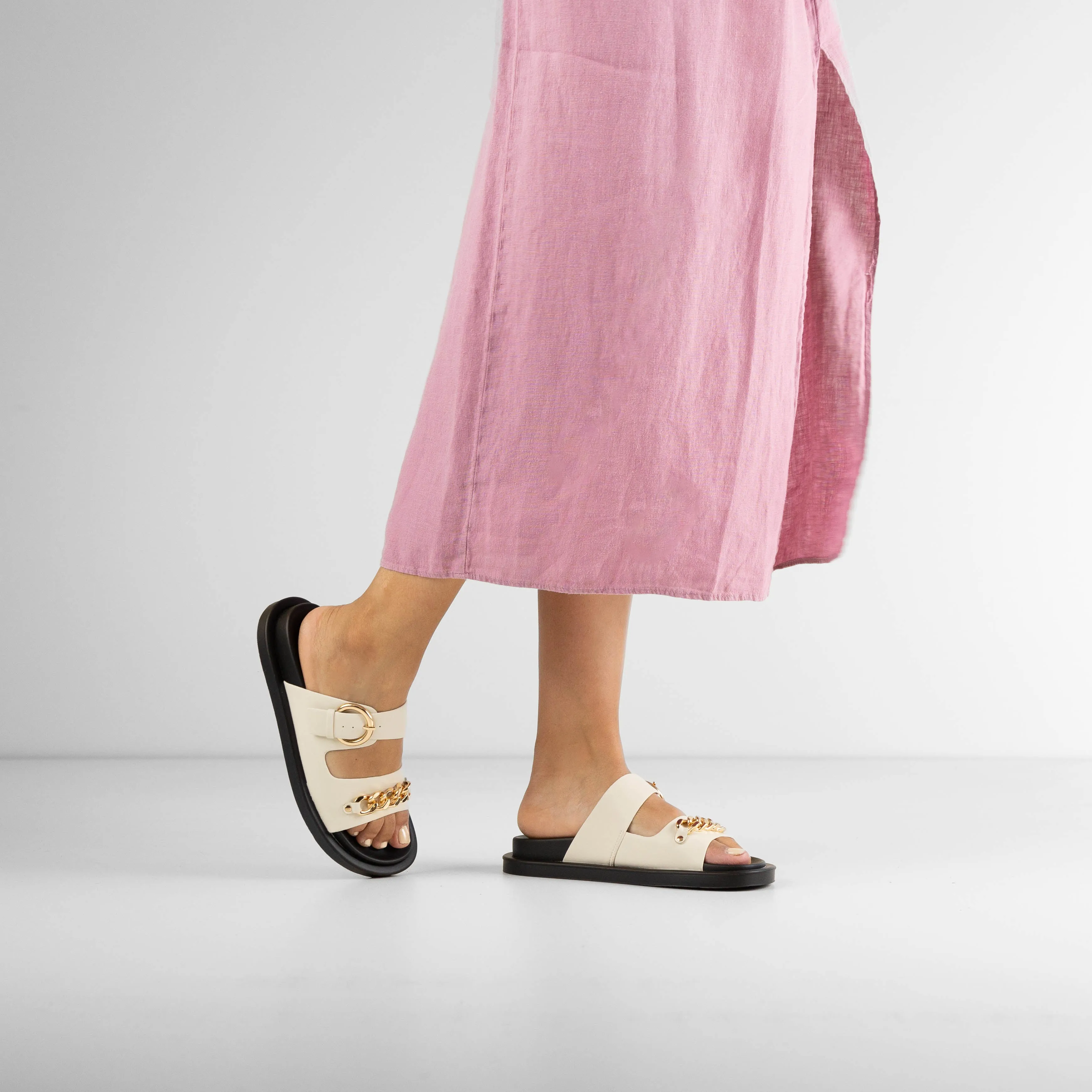 ALANI DOUBLE STRAP SLIDE SANDALS