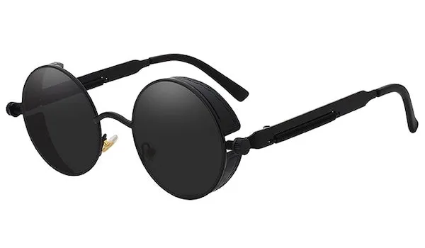 All Black Round Vintage Sunglasses for Men - Classy Style Accessory