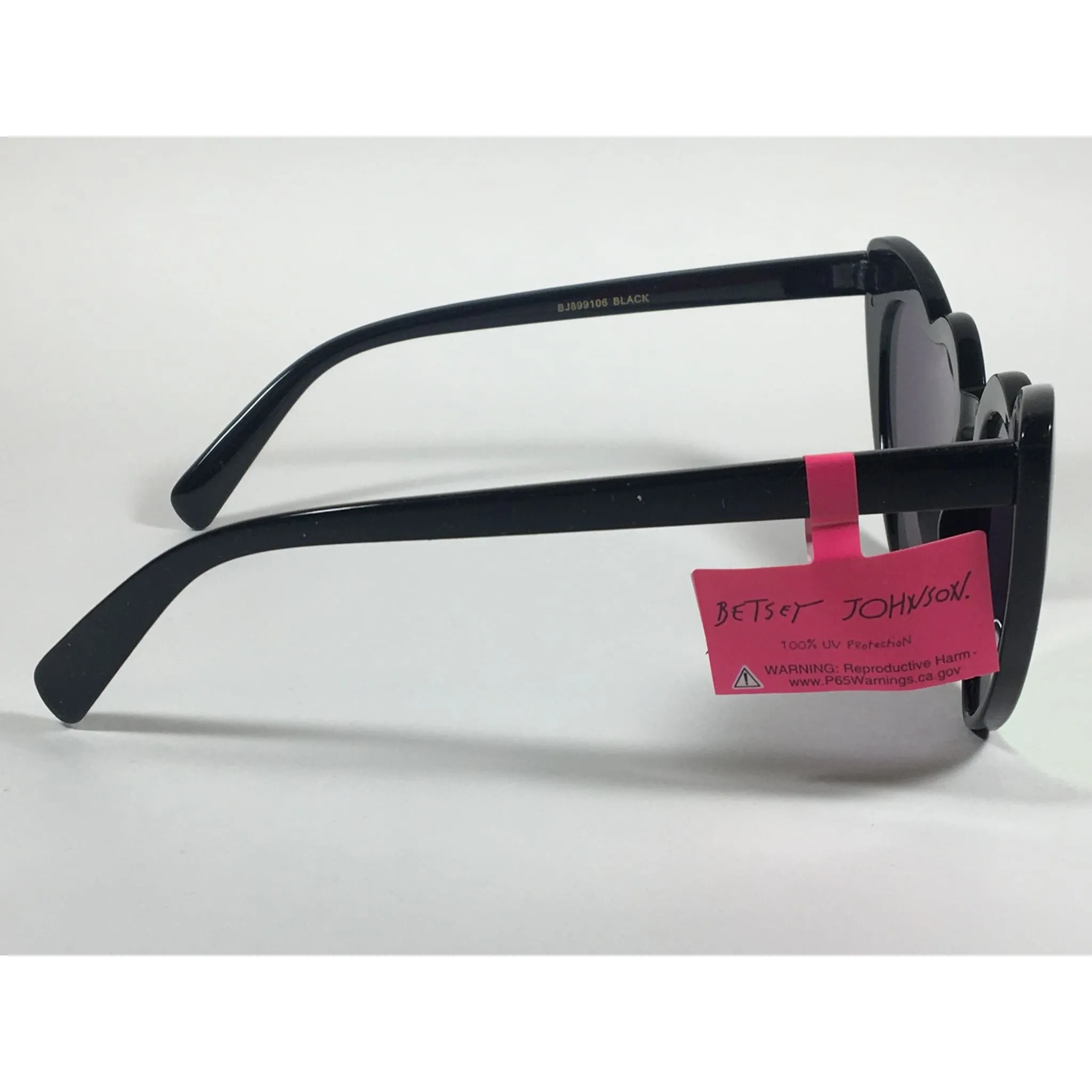 Betsey Johnson Sliding Heart Sunglasses Black Pink Coral Mirror Lens BJ899106
