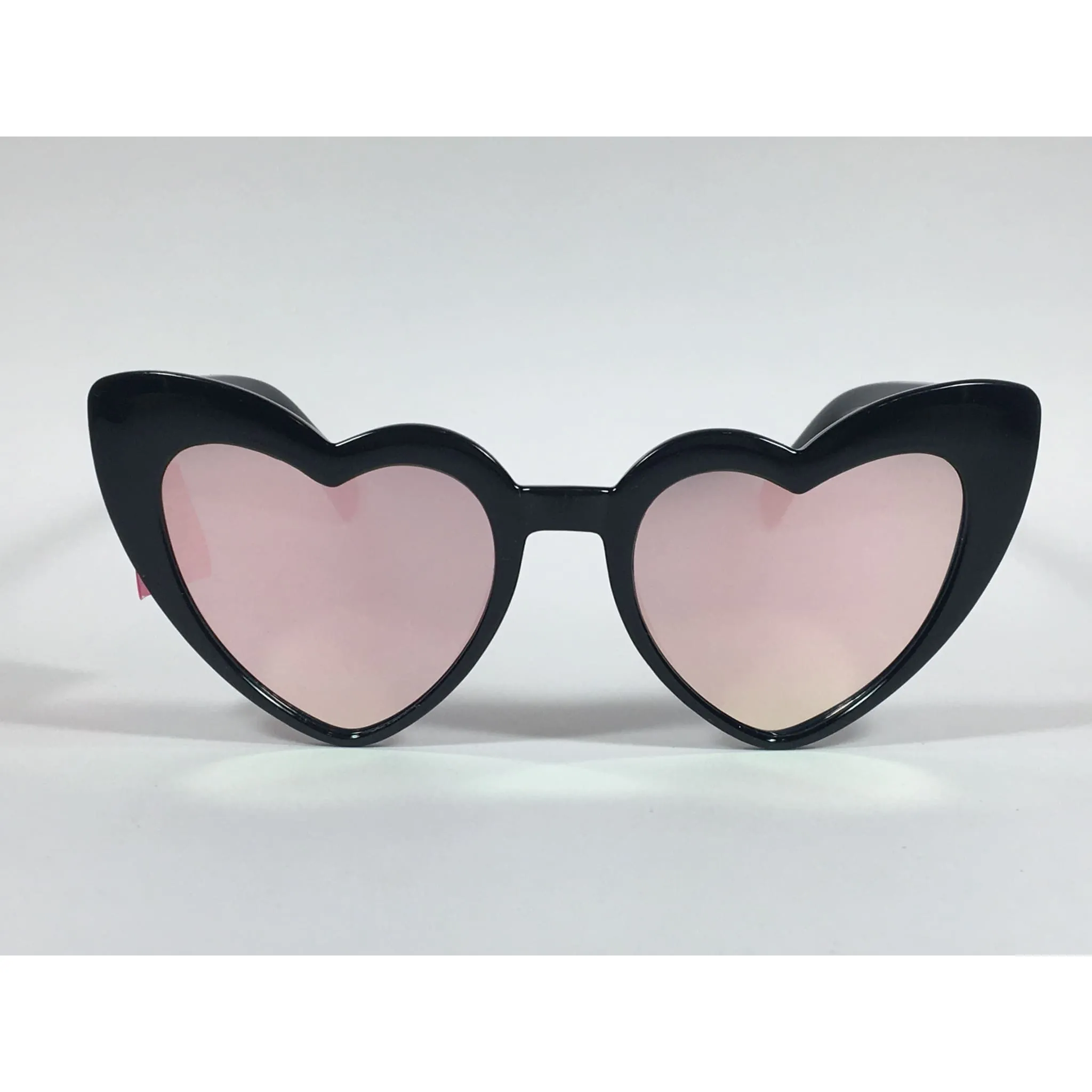 Betsey Johnson Sliding Heart Sunglasses Black Pink Coral Mirror Lens BJ899106