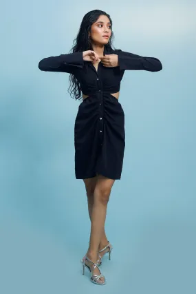Black Shirt Cutout Dress