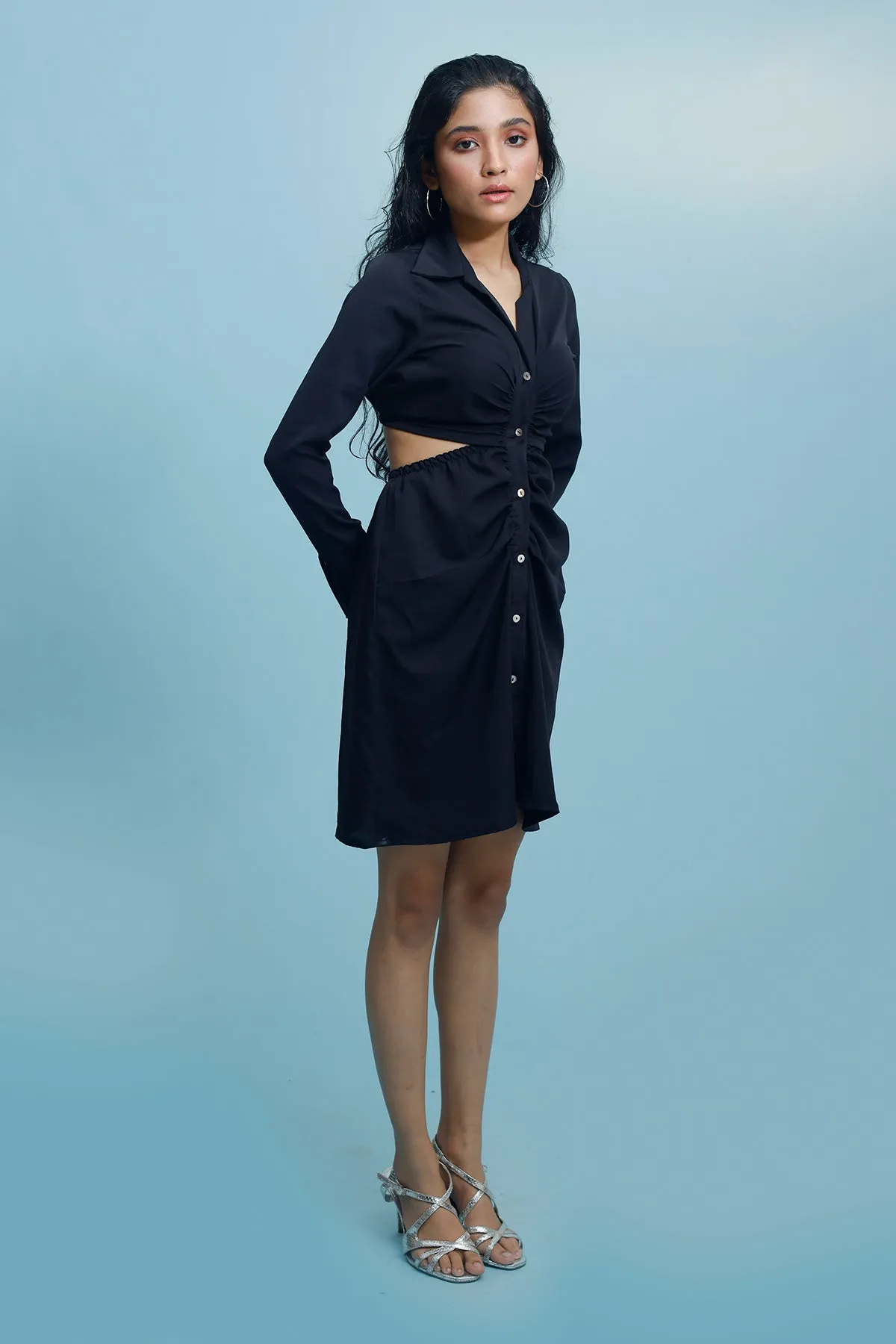 Black Shirt Cutout Dress