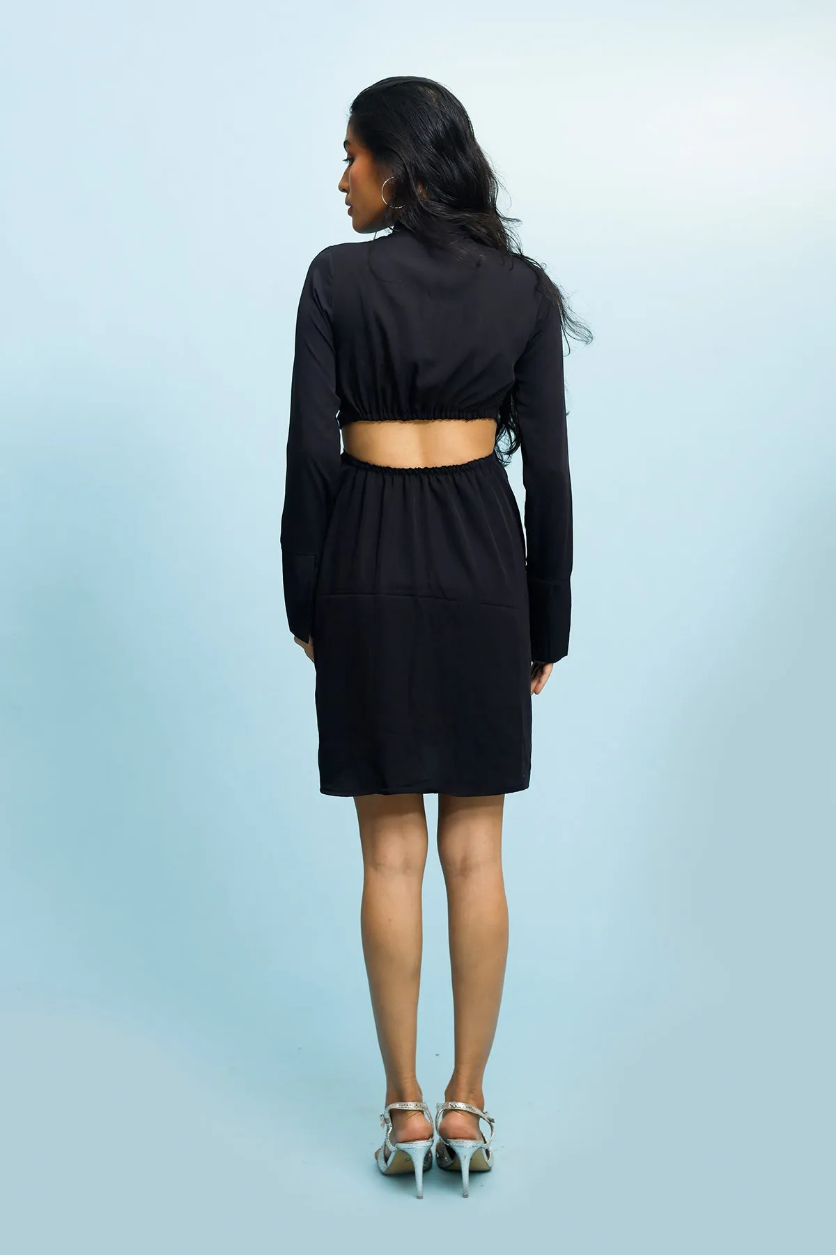 Black Shirt Cutout Dress