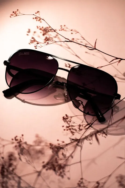 Black Unisex Aviator Sunglasses