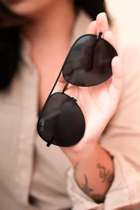Black Unisex Aviator Sunglasses