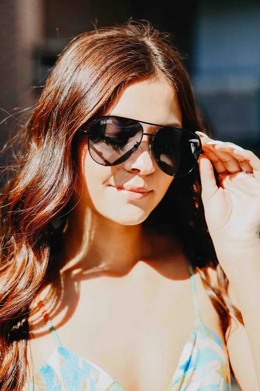 Black Unisex Aviator Sunglasses