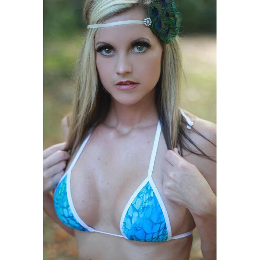 Blue Undersea Mermaid - White -Scrunch Butt Two Piece