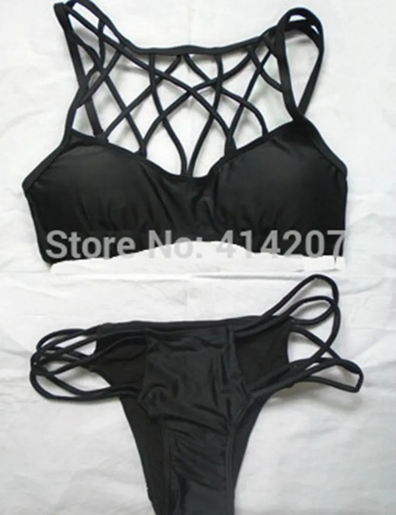Brand Designed high cut out bandage bikinis vintage swimsuit