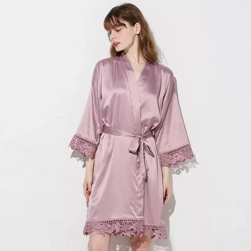Bridesmaid Gifts Lace Bridal Robe Bridesmaid Robes Bride Robe Bridal Party Robes Satin Robe
