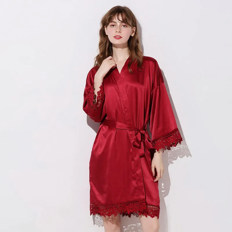 Bridesmaid Gifts Lace Bridal Robe Bridesmaid Robes Bride Robe Bridal Party Robes Satin Robe