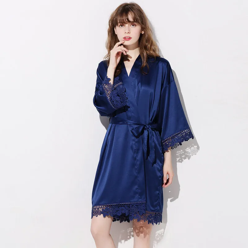 Bridesmaid Gifts Lace Bridal Robe Bridesmaid Robes Bride Robe Bridal Party Robes Satin Robe