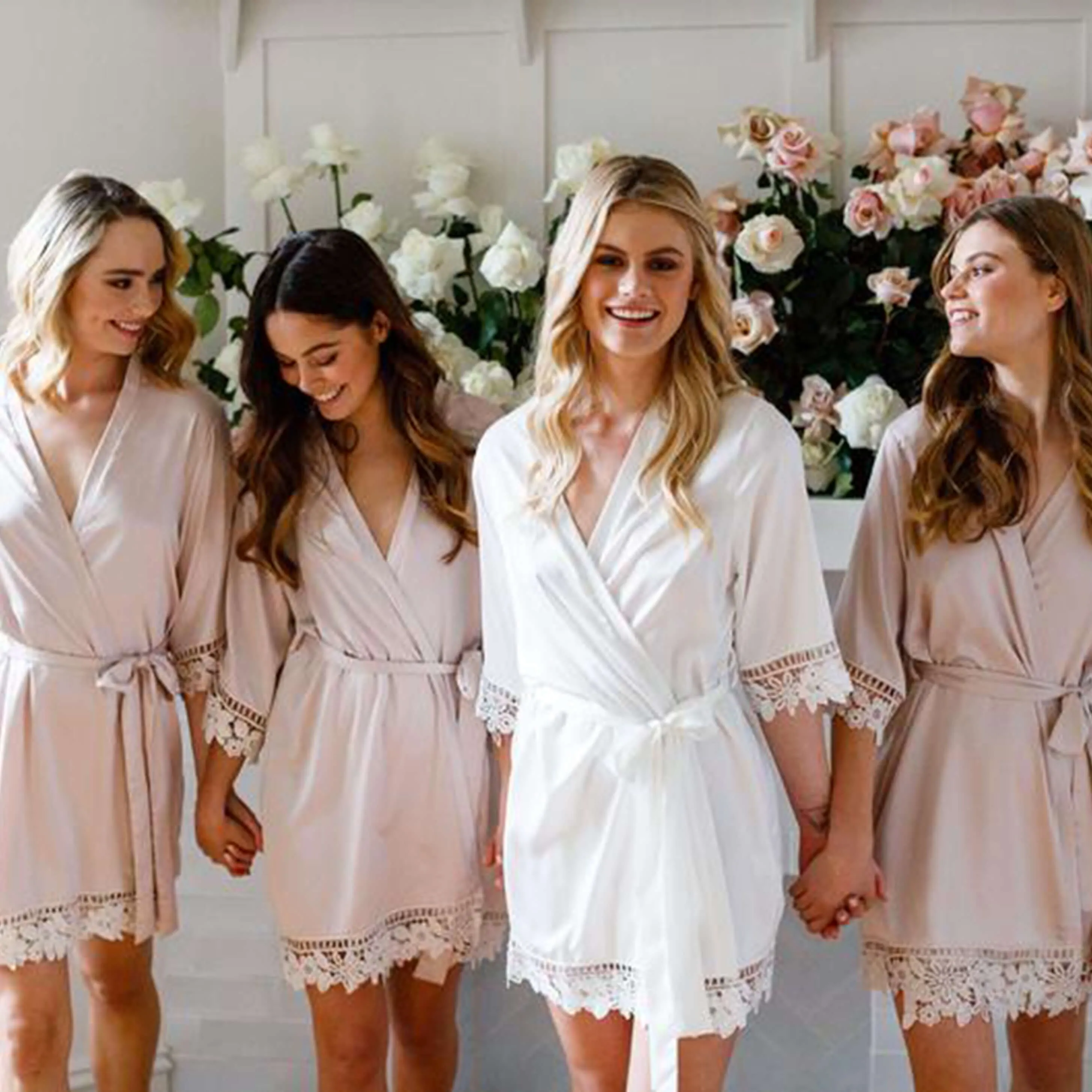 Bridesmaid Gifts Lace Bridal Robe Bridesmaid Robes Bride Robe Bridal Party Robes Satin Robe