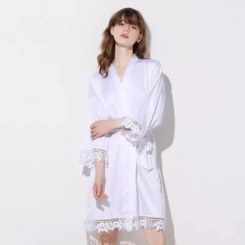 Bridesmaid Gifts Lace Bridal Robe Bridesmaid Robes Bride Robe Bridal Party Robes Satin Robe