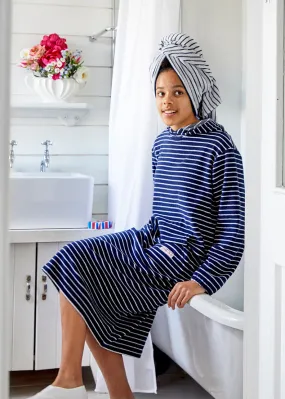 Bridie & Bert womens beach robe - navy white