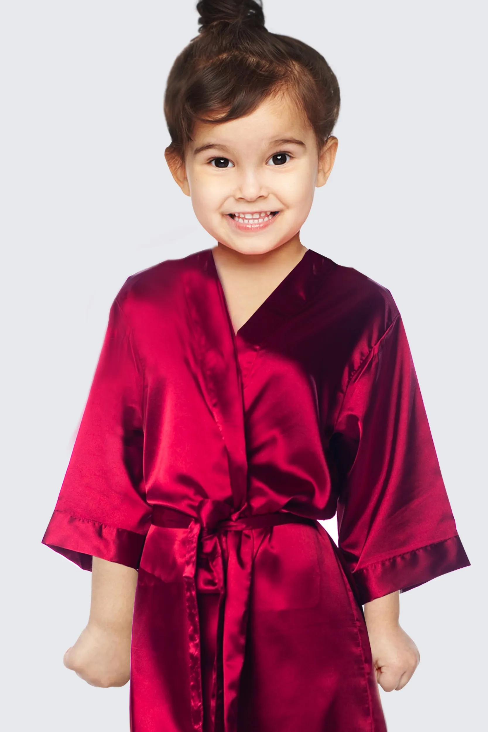 Burgundy Satin Kimono Bridal Robe