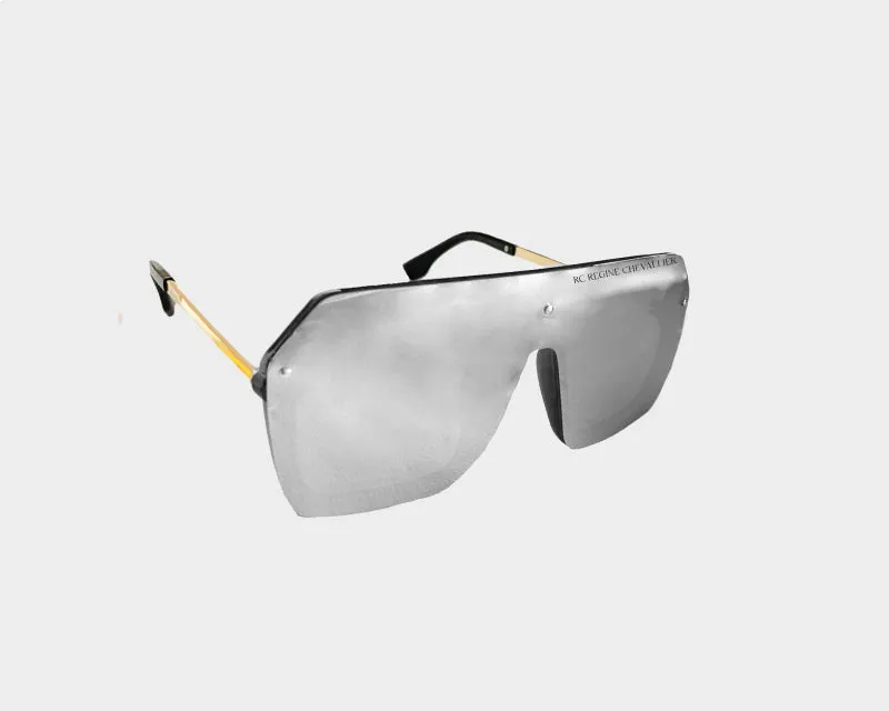 C. Silver Reflecting Square Oversized Sunglasses - The Milan