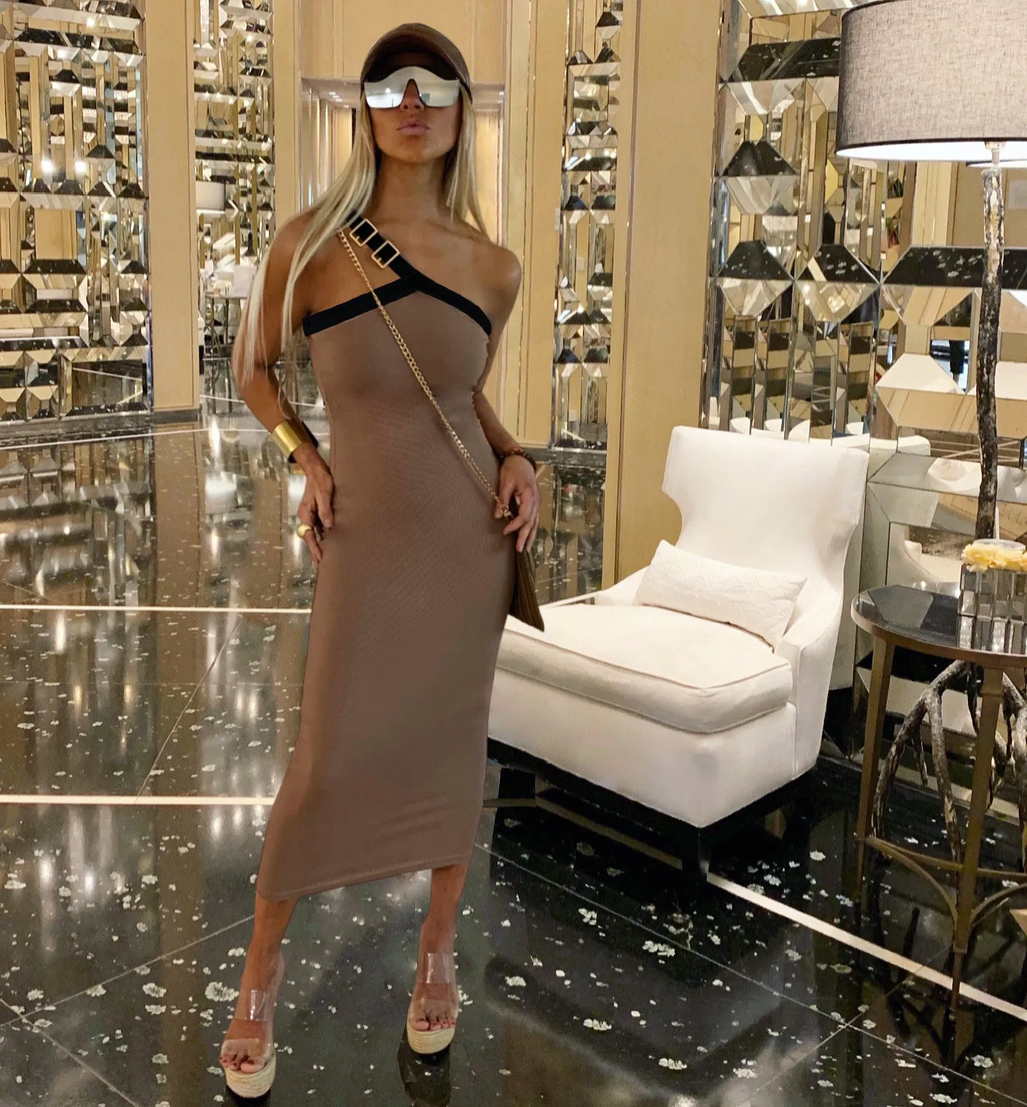 C. Silver Reflecting Square Oversized Sunglasses - The Milan
