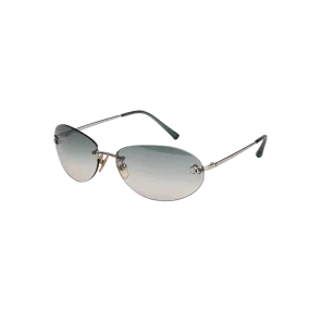Chanel 4013 CC 90s Oval 2000s Frameless Swarovski Rhinestone Green