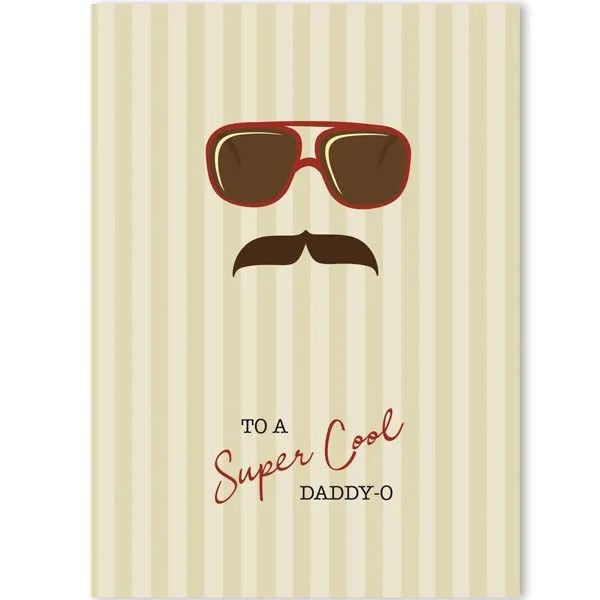 Cool Dad Sunglasses and Mustache Retro Birthday Card