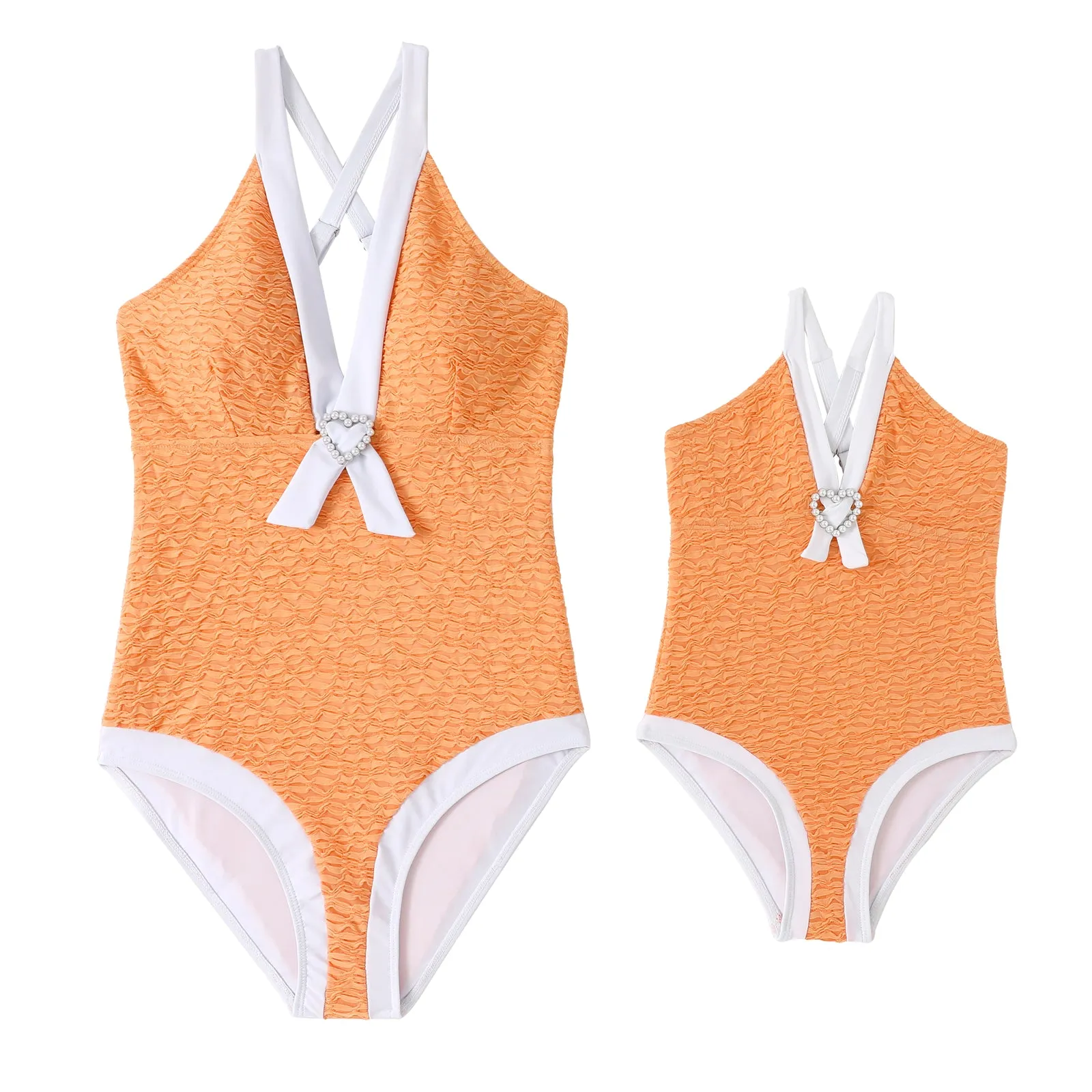 Deep V Classic One Piece Mommy and Me Swimsuits