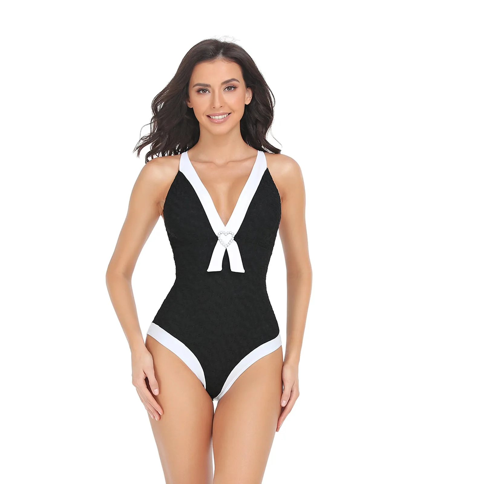Deep V Classic One Piece Mommy and Me Swimsuits