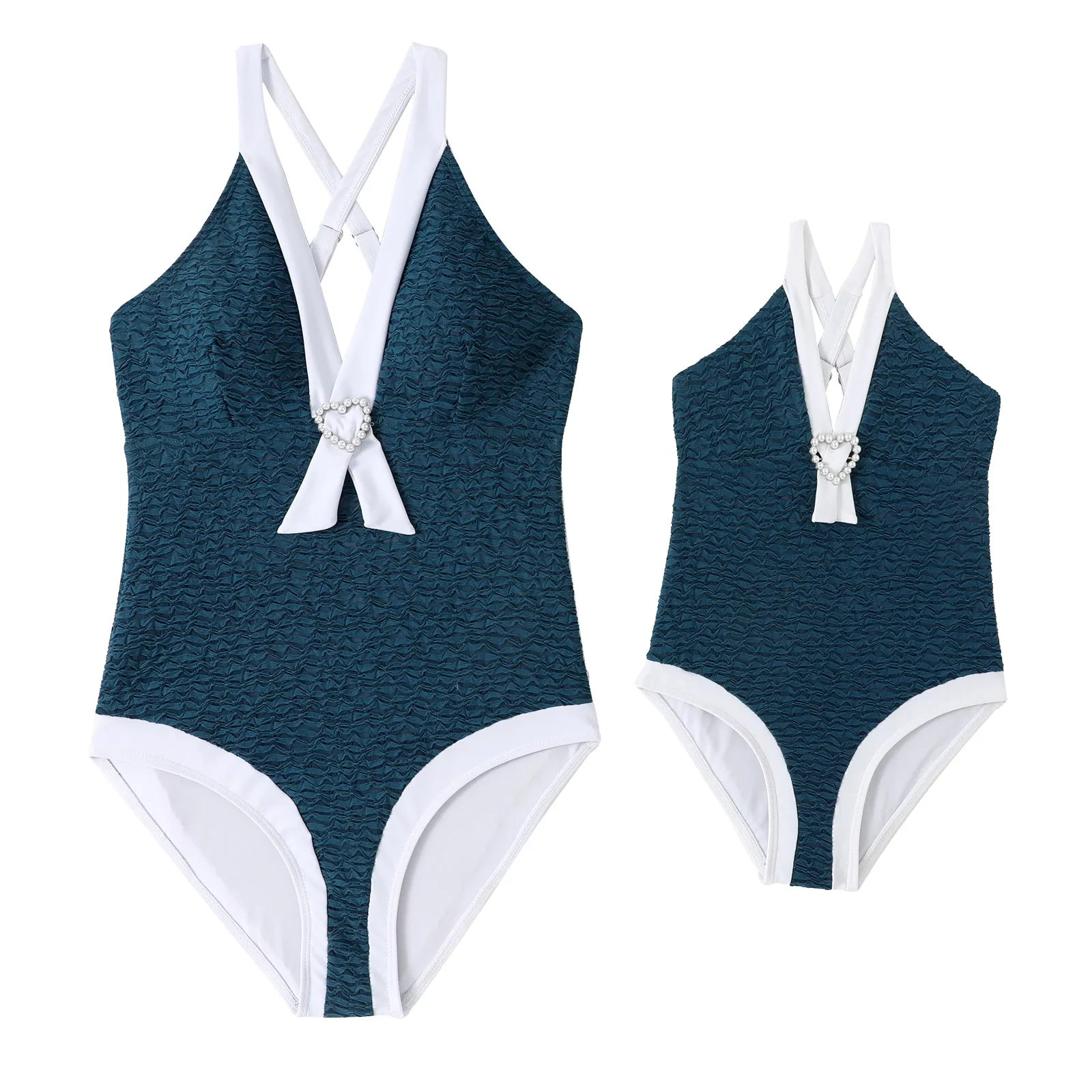 Deep V Classic One Piece Mommy and Me Swimsuits