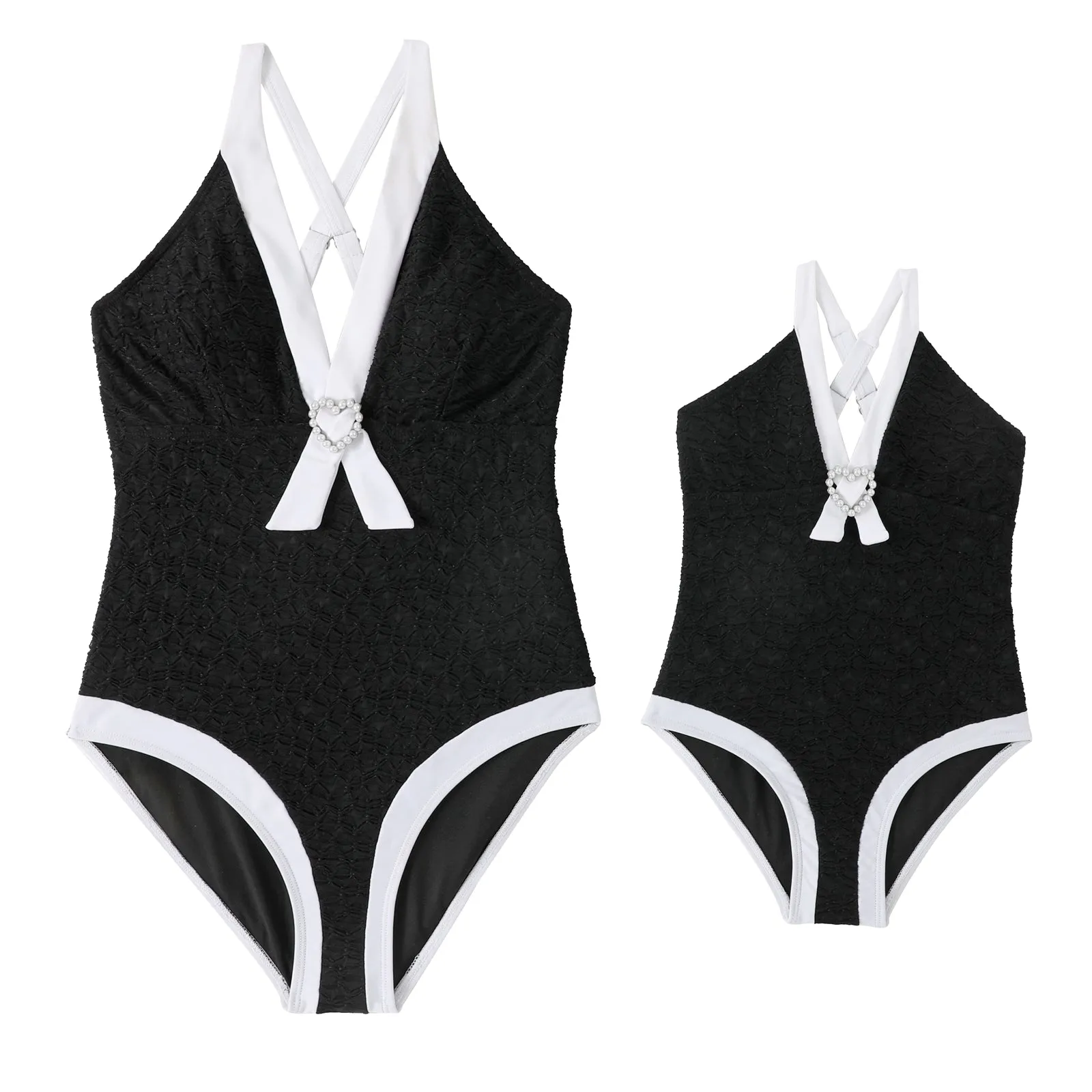 Deep V Classic One Piece Mommy and Me Swimsuits