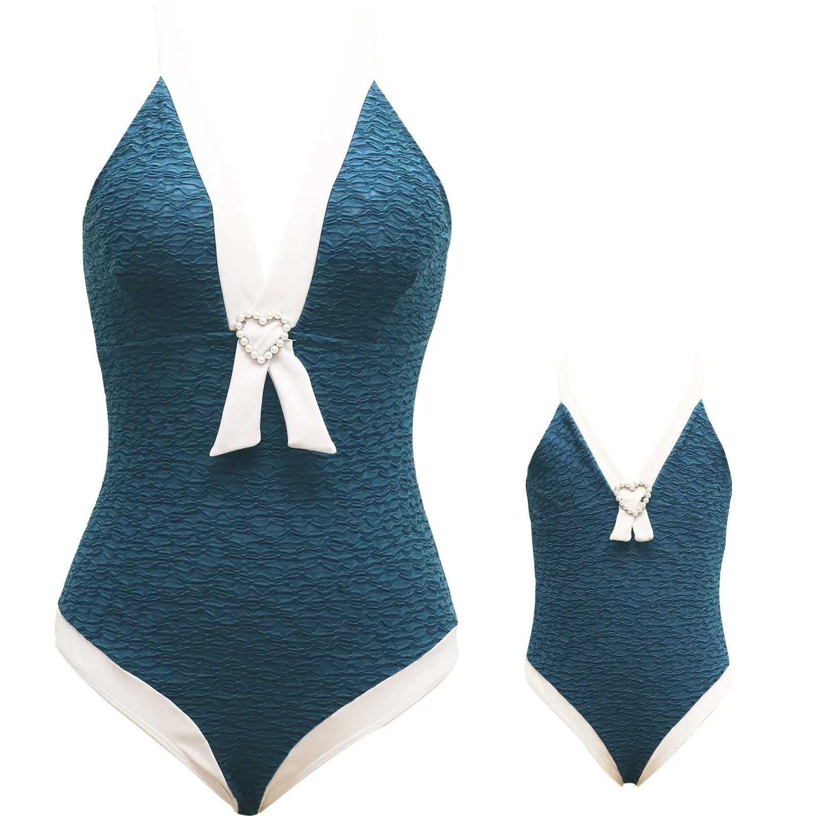 Deep V Classic One Piece Mommy and Me Swimsuits