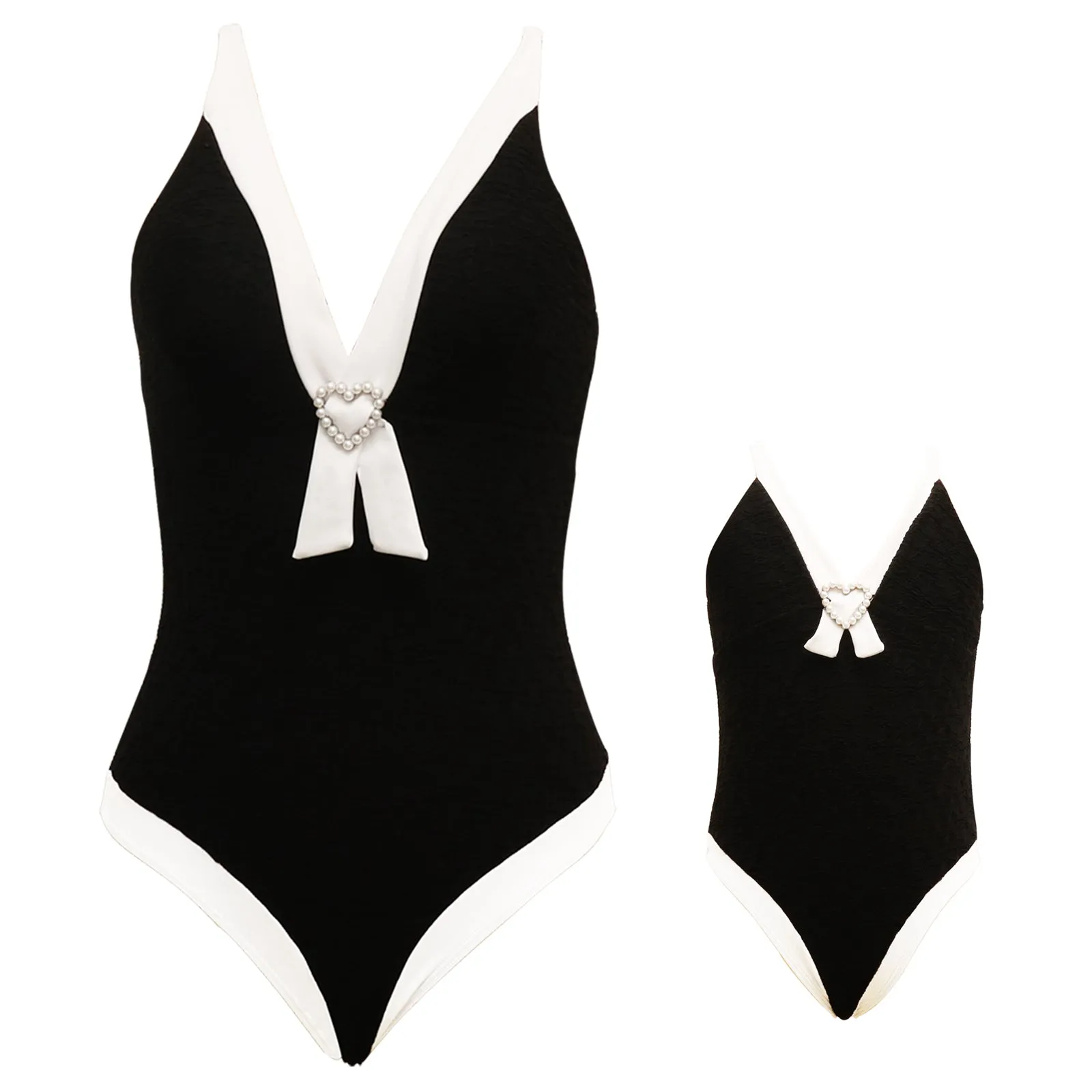 Deep V Classic One Piece Mommy and Me Swimsuits