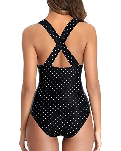 Deep V-neck Swimsuit Padded Push-up Bra Hollow-out Bathing Suit for Women