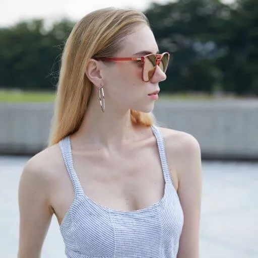 DUCO Classic Cateye Sunglasses for Women Polarized Trendy Designer Round Style W017