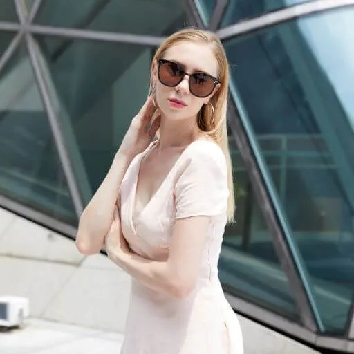 DUCO Classic Cateye Sunglasses for Women Polarized Trendy Designer Round Style W017