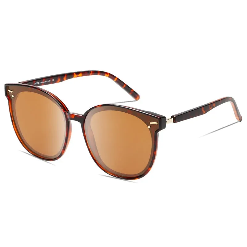 DUCO Classic Cateye Sunglasses for Women Polarized Trendy Designer Round Style W017