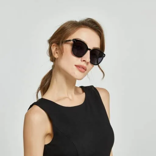DUCO Classic Cateye Sunglasses for Women Polarized Trendy Designer Round Style W017