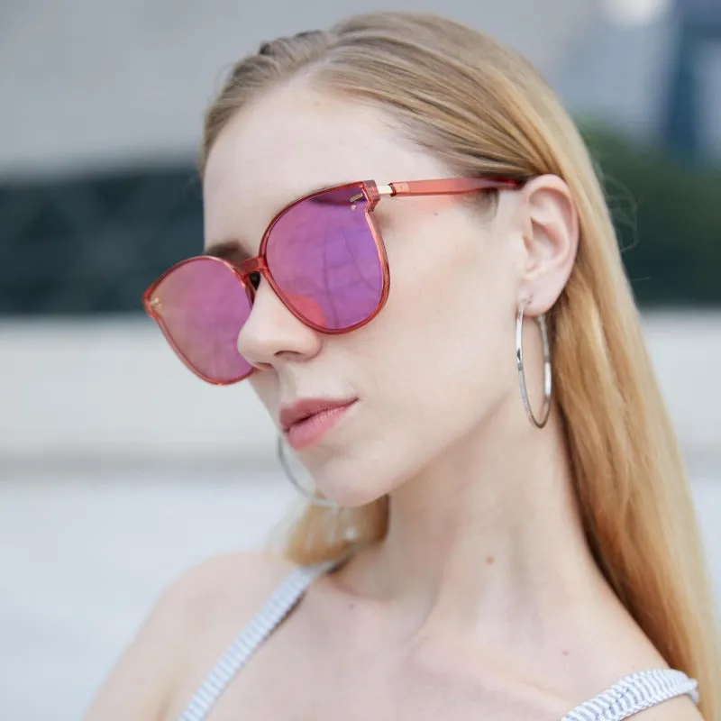 DUCO Classic Cateye Sunglasses for Women Polarized Trendy Designer Round Style W017
