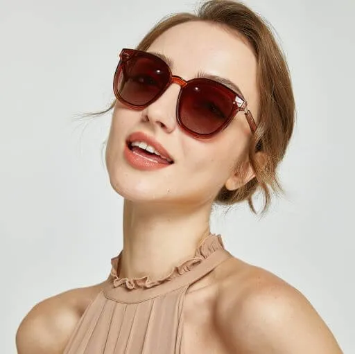 DUCO Classic Cateye Sunglasses for Women Polarized Trendy Designer Round Style W017