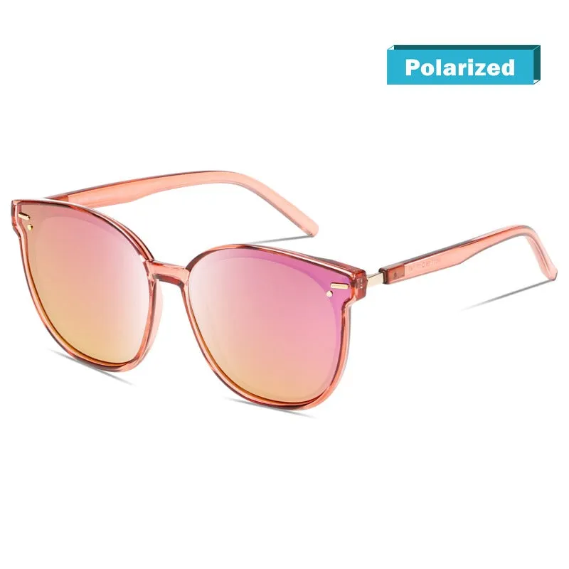 DUCO Classic Cateye Sunglasses for Women Polarized Trendy Designer Round Style W017