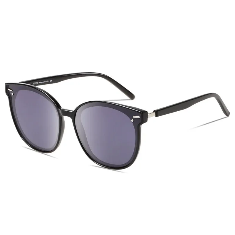 DUCO Classic Cateye Sunglasses for Women Polarized Trendy Designer Round Style W017