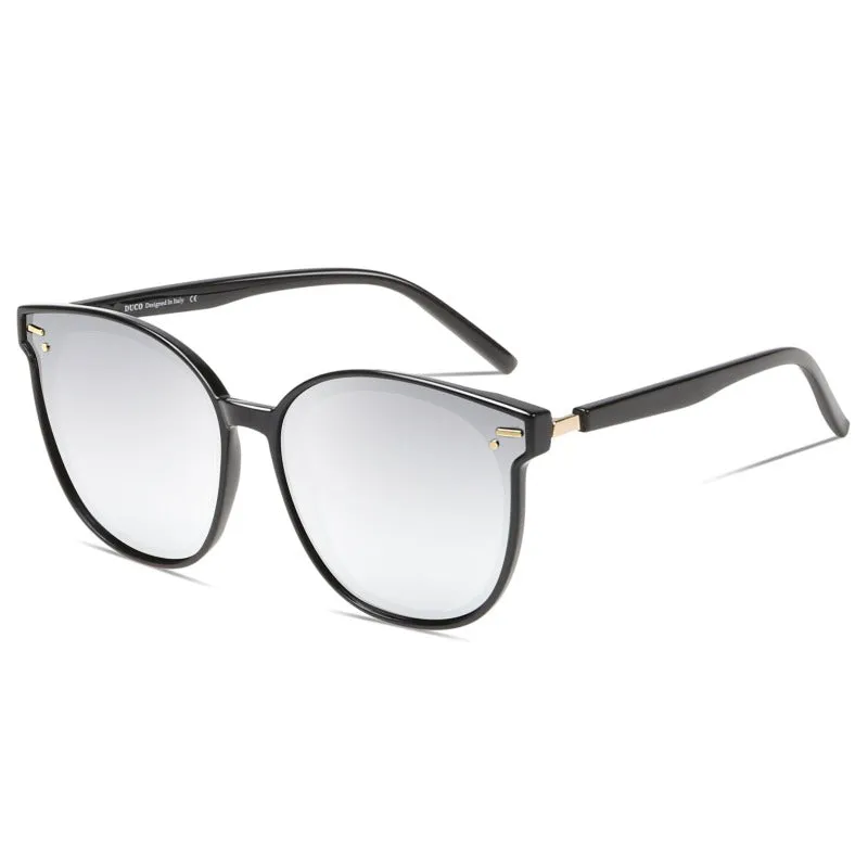DUCO Classic Cateye Sunglasses for Women Polarized Trendy Designer Round Style W017