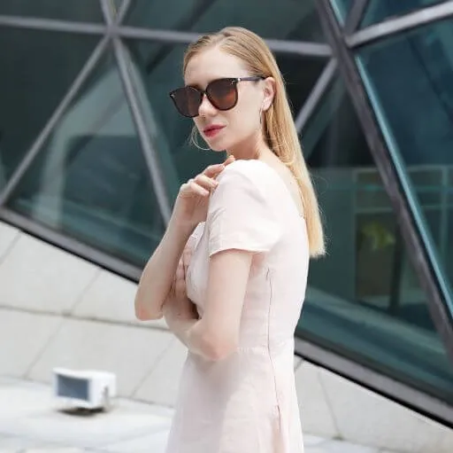 DUCO Classic Cateye Sunglasses for Women Polarized Trendy Designer Round Style W017