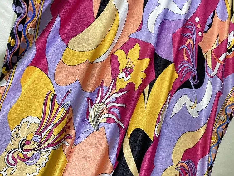 FashionSierra - O Neck Batwing Sleeves Printed Loose Design Fashion Long Robes