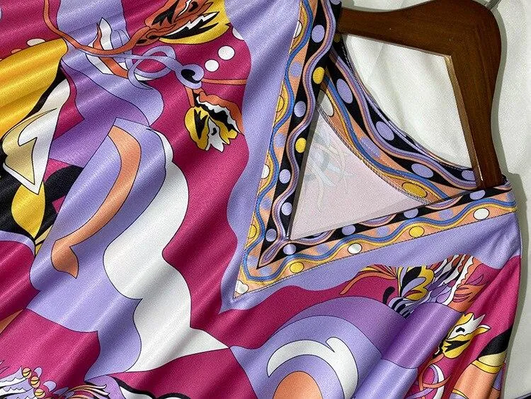 FashionSierra - O Neck Batwing Sleeves Printed Loose Design Fashion Long Robes