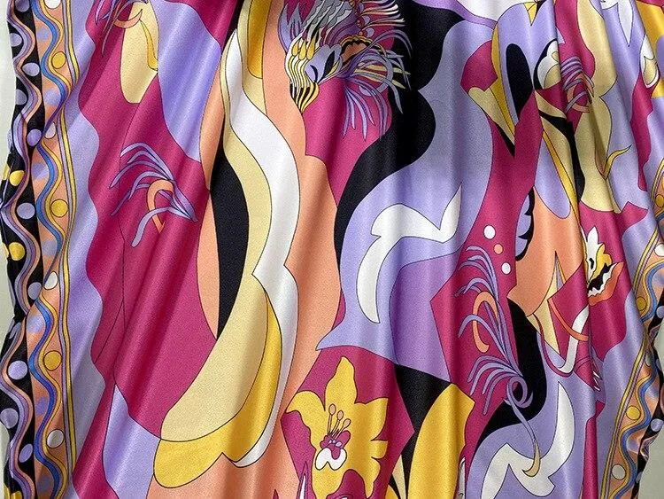 FashionSierra - O Neck Batwing Sleeves Printed Loose Design Fashion Long Robes
