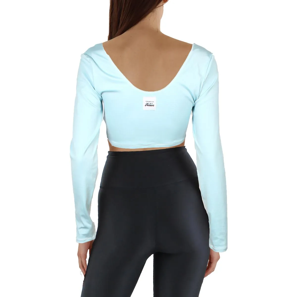 Frankies Bikinis Womens Halter Long Sleeve Crop Top